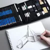 Карандаши 37/50/100pcs Профессиональный рисунок карандашей набор комплекта для карандашного корпуса для карандашных пакетов включает в себя цветный карандаш -точилка 230314