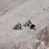Stud Earrings S925 Sterling Silver Tribal Heart Fashion Vintage Punk Jewelry High Quality