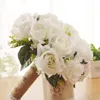 Decorative Flowers 1pcs Wedding Bouquet Artificial Rose Flower Bridal Bridesmaid White Silk Roses Marriage Accessories