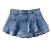 Skirts Retro Denim Shorts Skirt Women Summer Streetwear Ladies Short Skirts Jeans Casual All Match Elastic Ball Gown Saia Female 230316