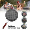 Panspannor 1 st picknick BBQ FRIED PAN Outdoor Camping Foldbar rund värmebeständig biff grillad stekpanna droppe