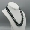 Chains Hand Knotted Necklace 8-9mm Black Freshwater Pearl Micro Inlay Zircon Square Clasp 45-48cm Fashion JewelryChains
