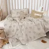 Quilts baby katoen mousseline dekter deken bunny print zomer quilt dekens voor baby's baby slaapomslag Koreaans babybeddengoed 230316