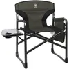 고급 가벼운 접이식 감독 의자 사이드 테이블 및 저장 파우치 헤비 듀티가있는 야외 알루미늄 캠핑 의자 350lbs (녹색/검은 색)