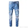 Designer Mens Jeans denim broderi byxor mode hål byxa oss storlek 28-40 hiphop nödställda blixtlåsbyxor för manlig 2023 topp sälj 13