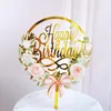 Fournitures de fête 1PC acrylique gâteau Topper or Flash joyeux anniversaire fête année décoration pour la maison Cupcake
