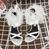 Sandali S Puffy Feather Party Shoes Donna Tacco alto Raso Occasione formale Ladies White Pink Wedding