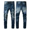 2023 Designer Heren Jeans Hiphop Mode Rits Gat Wassen Jean Broek Retro Gescheurde Vouw Stiksels Mannen Ontwerp Motorrijden Koele Slanke Broek Paarse Jeans Voor Vrouwen