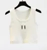 Designer Woman Anagram-embroidered Women Tank Yoga Suit Knitted Vest Sleeveless Sportswear Fiess Sports Outfits Elastic Knits Top White