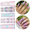 Faux Ongles 24Pcs T Forme Pleine Couverture Gel Appuyez Sur Love Moon Ongle Fini Faux Ongles Conseils Détachable