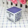 Enveloppe cadeau Little Vines Custom Hébreu JE Laser Cut Bar Mitzvah Blue Color Box and Mirror Silver Wrap 230316