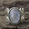 Bröllopsringar vintage tibetansk stor naturstenkristall för kvinnor boho månsten ring kvinnors fina smycken gåvor