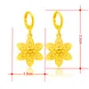 Hoop Earrings Arrival Real 24k Gold Color Fashion Simple Flower For Women Valentine's Day Gift