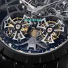 Top YS Watch RD01 True Double Tourbillon Handmatige ketting Up Diameter 45 mm Dikte 13 mm Krokodilgordel Saffier kristalglas