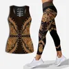 Kvinnor Tanks Country Girl Hollow Tank Top and Leggings Set for Women Yoga Pants Print Sport Suit 4 Styles Plus Size XS-8XL