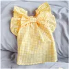 Dog Apparel Personalized Summer Dresses For Candy Color Cute Medium Small Cat Clothes Plaid Princess Puppy Pet Clothing 2 Colors Dro Dhpda