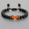 Strand Black Lava Crown Charm Tiger Oku Bransoletka mężczyzna mężczyźni kobiety plecione ręcznie regulowana biżuteria