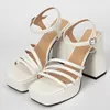 Dress Shoes Big Size Women Pumps Ladies High Heels Summer 2023 White Gladiator Slides Female Platform Party Square Toe Sandals