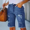 Jeans da donna Donna Estate Street Frange Calzature ad alta elasticità Pantaloni Vita media Cinque punti Strappati Super 2023