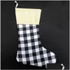 Julekorationer Plaid Stocking Cotton Buffalo Flanell Black Stockings Decor Poly Sublimation Blanks Santa Drop Delivery Home G Dhahh