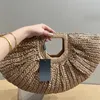 Designer Strawtas Koppeling Hobo Tote Tas Croissant Strandtassen Dames Handtassen Lichte Winkel Handtas Lady Lafiet Grass Hand Haak Clip Takken Gold Hardware Grote capaciteit