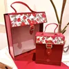 Involucro regalo 3pcs/set scatola regalo in rosso di lusso con manico in pelle PU Presentate souvenir botte da regalo per San Valentino Baby Shower 230316