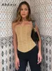 Zbiorniki damskie Camis Abdieso Y2K Mesh Backless Backless Crop Corset Top Kobiety Czarne rękawowe chude seksowne zbiorniki imprezowe Vintage Streetwear 230316