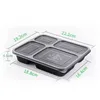 Free shipment Take Out 4 compartments Containers grade PP food packing boxes high quality disposable bento box SEAWAY RRA10832