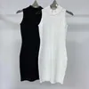 Casual Dresses designer New summer white letter hollowed-out crochet sleeveless vest dress 730U