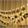 Frames 30/30/50 LED Hanging Picture Pen Peg Clip Fairy String Lights Party Birthday Pograph Decor1 Drop Delivery Home Garden Dheic