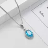 Pendant Necklaces Zircon Clavicle Chain Women Jewelry CZ Custom Rhinestone Necklace Delicacy Blue Gemstone Charms