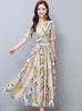 Sukienki swobodne kobiety swobodne szyfonowe boho plażę długie sukienka letnie vintage elegancka suszona na bal maturalne 2023 Koreańska elegancka impreza bodycon maxi vestido w0315