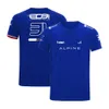 Menmode T -shirt Oversized 23 Nieuwe F1 Formule 1 Racing Team Alpine Short Sleeve Blue Clothing Rennrad Herren HNDV