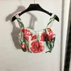 Stampa abito bretella canotta set per le donne fashion designer reggiseno maglietta temperamento fiore stampa gonne due pezzi