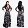 Plus Size Dresses Women's Clothing Sexig V-hals Seven-Sleeve Polyester Exquisite Casual Printed Party Elegant 3XL Wholesale DropShpping 230307