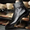 Hommes bottes marron noir affaires boucle sangle en cuir Pu chaussures à la main pour hommes avec livraison gratuite Botas Hombre