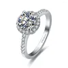 Cluster Rings Solid 18K 750 White Gold Proposal Ring Quality 0.5CT Diamond Marriage Female Jewelry Valentine Gift