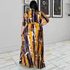 Ethnische Kleidung Muslimische Mode Afrikanische Chiffon Kleider Für Frauen 2023 Neuheit Drucken Maxi Femme Robe Langarm Nigerianischen Kleidung