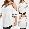 Blusas de mujer Tallas grandes Mujer Lentejuelas Cuello Hombro frío Manga con volantes Blusa con dobladillo irregular