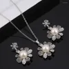 Necklace Earrings Set ZOSHI Flower Pendant Jewelry For Women Simulated Pearl Bridal Wedding Sets Fashion Gold Plated