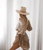Robes décontractées AYUALIN Mini femmes robes à volants manches courtes surdimensionné lâche boho rayonne imprimé floral robes d'automne a-ligne robe gitane vestidos W0315