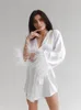 Robes décontractées Été Mince Robe Femmes 2023 Couleur Solide Plume Haute Sens Mode Sexy Glace Soie Wrap