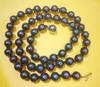 Chaînes 8mm Couleurs Noir Brillant Coquille Ronde Collier De Perles Naturel MER DU SUD Femme Bijoux 35cm 14 ''45cm 18''