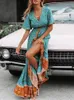 Casual Dresses 2023 Sommer Maxi Boho Kleid Frauen Quaste Böhmisches Langes Partykleid Damen Viskose Blumendruck Strandkleid Für Frauen W0315