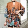 Bluzki damskie 2023 Japońska koszulka cosplay w kimono