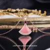 Jewelry custom 18K rose gold small skirt necklace needlework chalcedony white fritillaria inlaid diamond collarbone193x