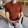 Męskie polo Summer Men Ice Silk krótkie koszulka polo Modna prosta swobodna lapka Slim Fit Formal Polo Shirt Homme Streetwear M-3xl 230316