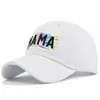 Carta Mama Bordado Baseball Cap para Mãe Presente Tie Totmol de Raio Lavado Chapéu de Ponytail Df106