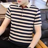 Polos pour hommes Polo d'été rayé à manches courtes Cool Shirt Streetwear Mode Homme Mince Slim Polo Shirt Hommes Tops Vêtements coréens 230316