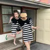 家族をマッチする衣装のお母さんと娘の韓国ドレスと大きな襟の赤ちゃんの女の子と女性のファッションドレス親子マッチングサマー服230316